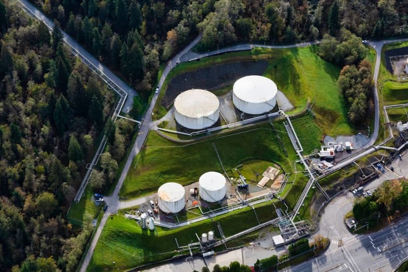 Aerial view of oil refinery